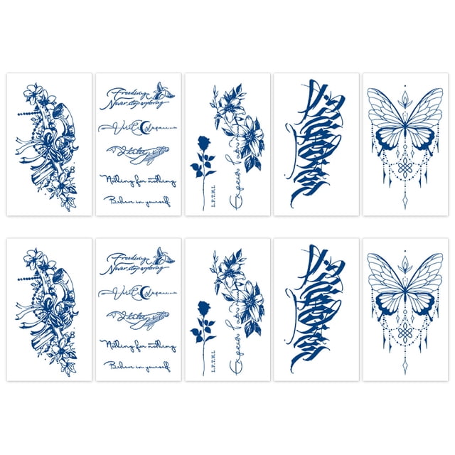 Los tatuajes duran 1-2 semanas, tatuaje temporal de 10 hojas, pegatinas de tatuaje para adultos, hombres, mujeres, niñas y niños