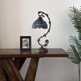 thumbnail image 6 of Tiffany Table Lamp Dragonfly Blue Stained Glass Iron Metal Leaves Included LED Bulb for Living Room Dining Room Bedroom Bedside Office H21", 6 of 8
