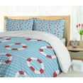 thumbnail image 5 of Ambesonne Aqua Blue Duvet Cover Sets, Stripes Circle Nautical, 2-King, Pale Blue White Red, 5 of 7