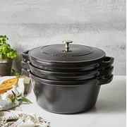 Staub 4 Piece Matte Black Stackable Cast Iron Cookware Set