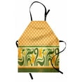 thumbnail image 1 of Art Nouveau Apron Fresco Ornament Geometric Pattern with Exotic Daffodil Floral Border, Unisex Kitchen Bib Apron with Adjustable Neck for Cooking Baking Gardening, Orange Yellow Green, by Ambesonne, 1 of 3