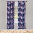 thumbnail image 2 of Ambesonne Christmas 4-Panel Curtains, Bullfinches Santa Hats, 56"x63", Vermilion White Dark Blue, 2 of 4