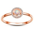 thumbnail image 2 of Opal Halo Engagement Ring with Cubic Zirconia in 18K Rose Gold Plated Sterling Silver October Birthstone Rings for Women, 2 of 4
