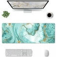 thumbnail image 2 of Mint Green XL Gaming Mouse Pad - 31.5x11.8 Inch, Extended Non-Slip Rubber Base, Turquoise Teal and Gold, Waterproof Keyboard Aqua Mat, Ideal for Office, Home Computer, 2 of 6