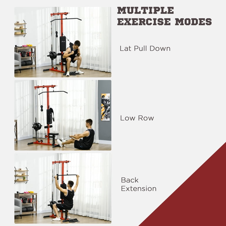 Soozier Home Gym Adjustable Station with Cable Machine, Pulley