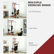 Soozier A91-293V00RD Steel PU Cable Machine Lat Pull Down Machines with Flip-Up Footplate, Red Black