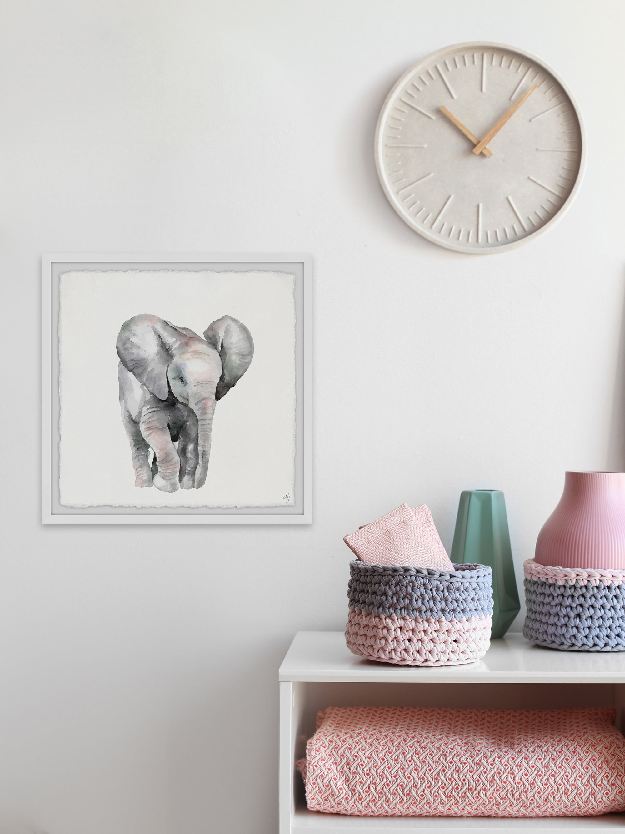 Marmont Hill Lonely Elephant Framed Wall Art, 32.00" x 1.50"