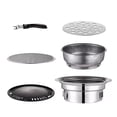 thumbnail image 1 of Barbecue Grill Multifonctionnel au Charbon de Bois Grill Rond en Acier Inoxydable Four Y3 T5H0, 1 of 2