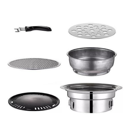 Multifunctional Charcoal Barbecue Grill,Portable Household Korean Grill,Non-stick Round Carbon Barbecue Grill Camping Grill Stove,Tabletop Smoker Grill for Outdoor, Indoor and Picnic