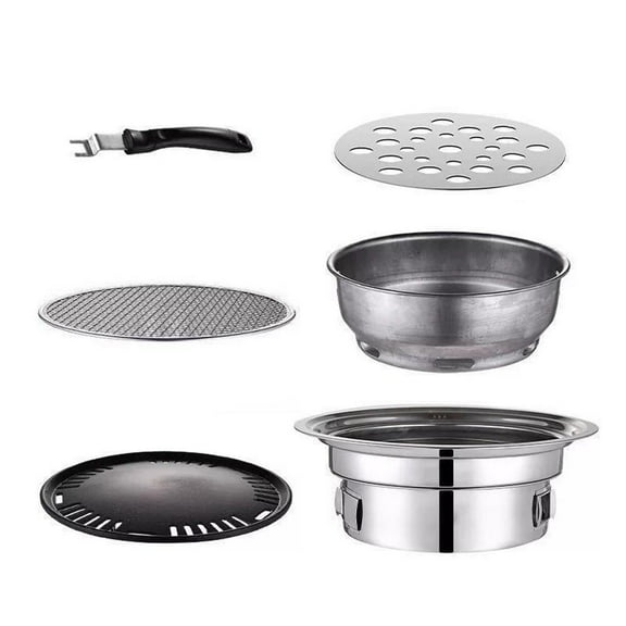 Multifunctional Charcoal Barbecue Grill,Portable Household Korean Grill,Non-stick Round Carbon Barbecue Grill Camping Grill Stove,Tabletop Smoker Grill for Outdoor, Indoor and Picnic