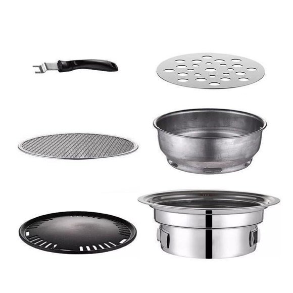 BBQ Grill Multifunctional Charcoal Barbecue Grill Round Steel Ove R8F2