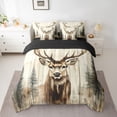 thumbnail image 2 of Homewish Elk Deer Moose Bedding Comforter Set 7pcs for Men, Jungle Pine Tree Plant Queen Bedding Sets, Western Wildlife Theme Reversible Queen Sheet Sets, Breathable Home Decor, 2 of 7