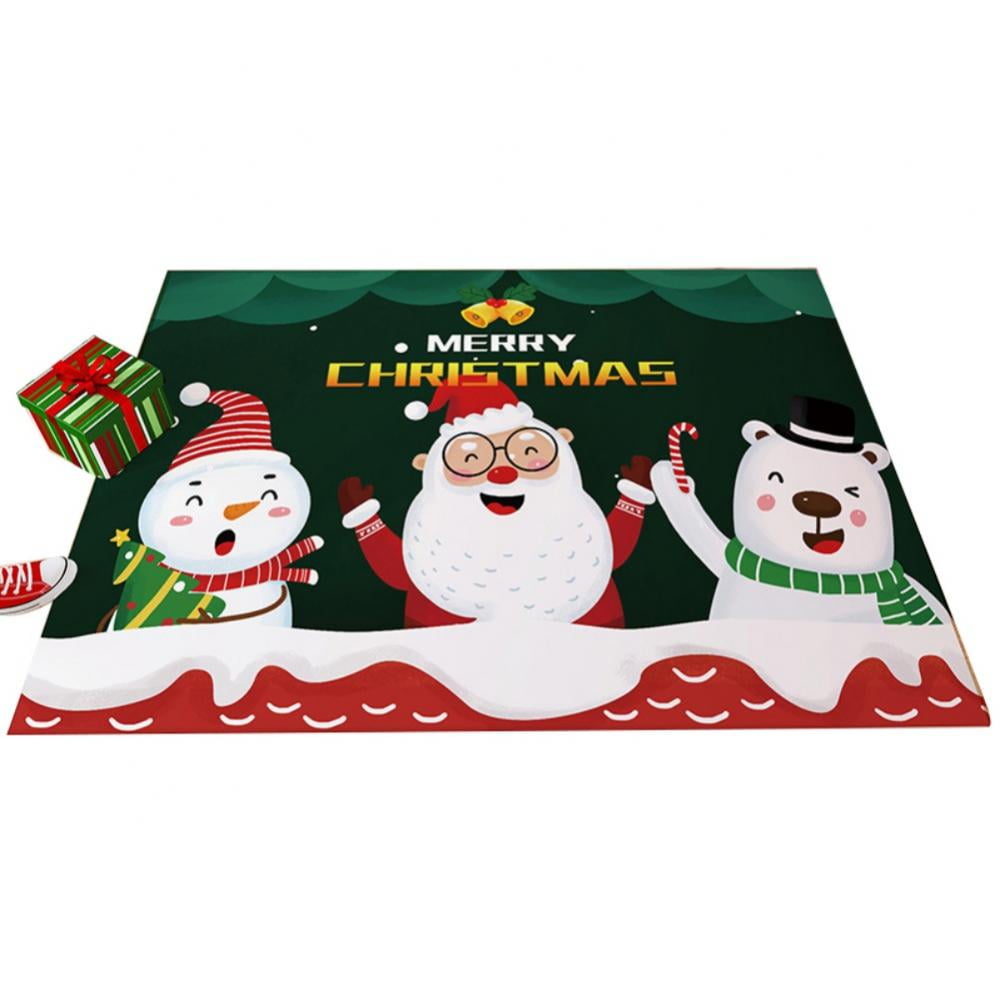 Indoor Doormat Entryway Rugs, Christmas Reindeer and Xmas Tree Red