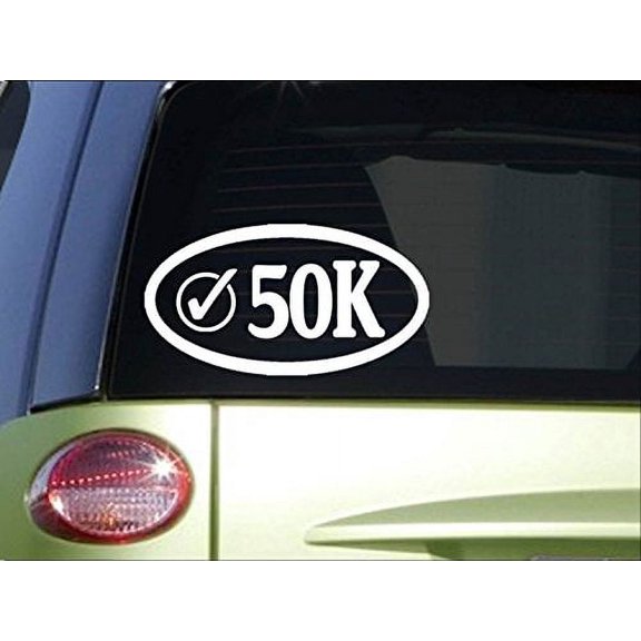50K Check Oval *H972* 8" Sticker decal run shoes running shorts marathon bottleunner running