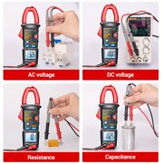 Smart Clamp Multimeter, 600A AC Current Clamp Meter with Auto-Ranging, NCV Function, LCD Display, Measures Voltage, Resistance, Capacitance, Ideal for Home, Auto, and Electrical Repairs