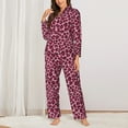 thumbnail image 6 of Salouo Rose Leopard Print Pattern Women's Pajamas Set Long Sleeve Button Down Sleepwear Soft Pj Lounge Sets for women 2 Piece Pjs Set with Long Pants -Large, 6 of 8