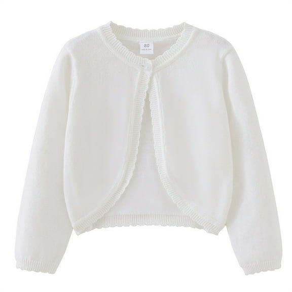 Coerni Girls Bolero Cardigan Toddler Baby Long Sleeve Knitted Shrug Button Closure Lace Cropped Sweaters Cotton Shawl Outwear