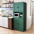 thumbnail image 3 of HLR 72" Kitchen Pantry Cabinet, Freestanding Pantry Storage Cabinet with Hutch & Shelves, Green, 3 of 9