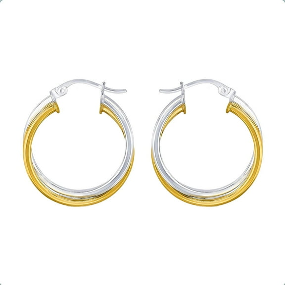 Ritastephens Polished Intertwined Hoop Earrings, Sterling Silver 925, Two-Tone, 20mm