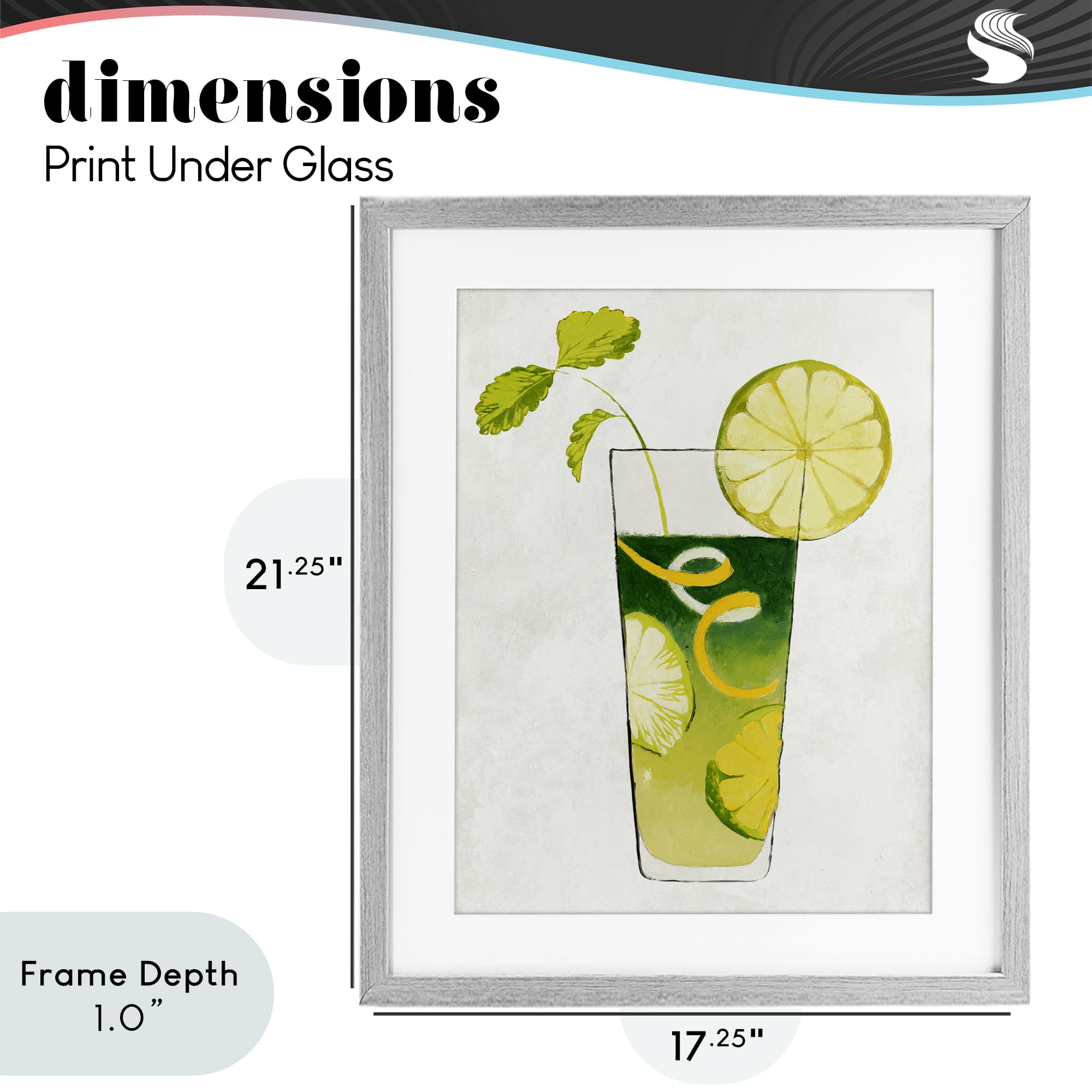 Stupell Industries Summer Cocktail Lime Mint Gray Framed Print Under Glass, design by Lorenzo Collective