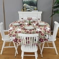 thumbnail image 2 of Beige Baseballs with Flowers Pattern Round Tablecloth 60"x60",Wrinkle Wipeable Table Cloth for Kitchen Dining Room Picnic Patio Party, 2 of 6