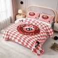 thumbnail image 3 of Erosebridal Billiard Quilt King Casino King Coverlet Set, Crimson Checkered 3pcs 1 Bedspread and 2 Pillowcases, 3 of 7