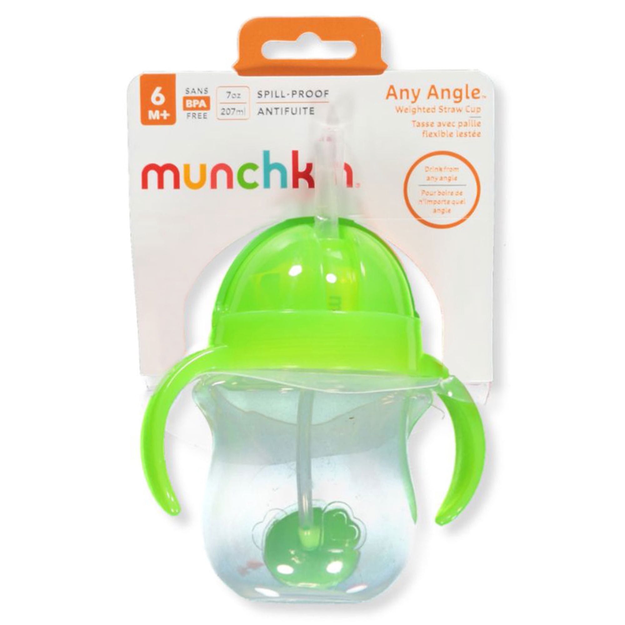 Munchkin Any Angle Weighted Straw Cup (7 oz.) Color: neon green Size: one size