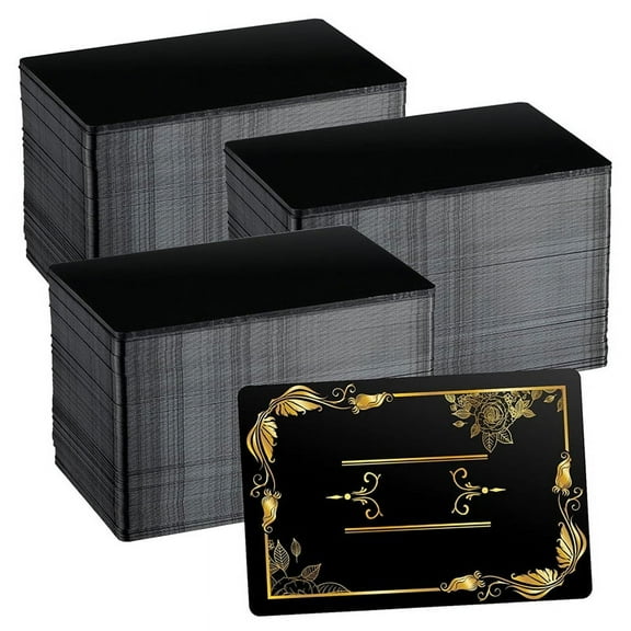550 Pcs Metal Business Cards Engraving Aluminum Plates for Crafting Multipurpose Metal Sheets 0.01 Inch Thick,Black