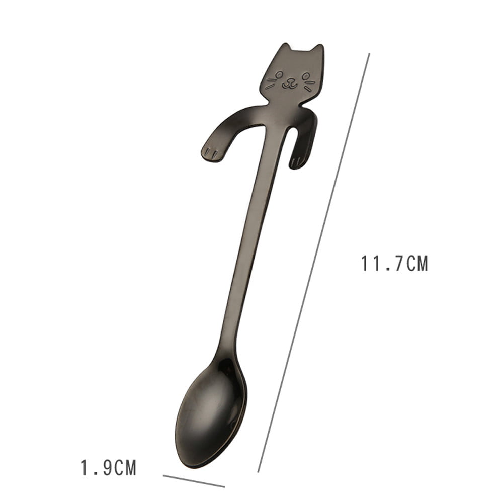 Cute Cat Spoon Long Handle Spoons Flatware Coffee Drinking Tools Kitchen Gadget