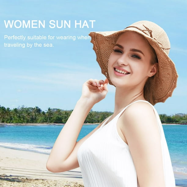 Vbiger Sun Hats for Women Packable Sun Hat Wide Brim UV Protection Beach Sun  Cap, Khaki 