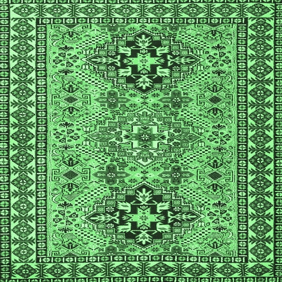 Ahgly Company Indoor Square Persian Emerald Green Traditional Area Rugs, 6' Square