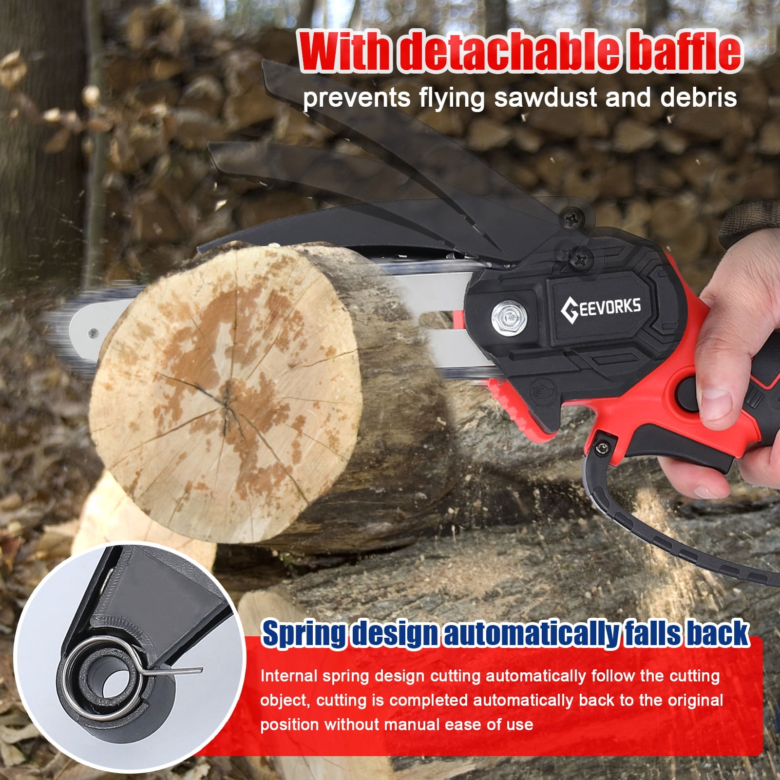 6inch 21V 6inch Portable Electric Chainsaw And 25mm Cordless Pruning Shear Set Wood Splitting Cutting Machine Kit Handheld Woodworking Tool For Garden Orchard