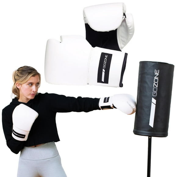 GoZone 14oz Pro-Style Boxing Gloves – White/Black