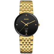 Rado Florence Swiss Quartz Dress Unisex Watch with Stainless Steel Strap, Gold, 20 (R48914703),Black