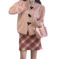 thumbnail image 5 of Suéter tipo cárdigan de punto con cuello en V y lazo con patrón tridimensional para niña dulce, estilo coreano, otoño e invierno, nuevo estilo suave para mujer, 5 of 5
