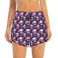 thumbnail image 4 of Lsque Skull Flower Printed Women's Running Shorts with Liner Pockets,Elastic Quick Dry Workout Athletic Gym Yoga Shorts,Womens High Waist Shorts-, 4 of 9