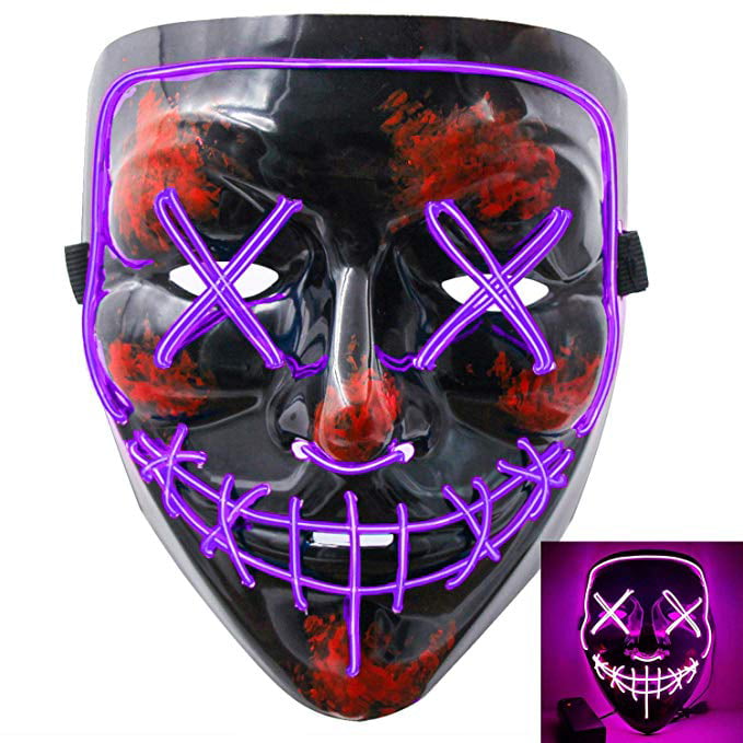 Purge Halloween Mask for Adults,LED Light Up Scary Mask,for Costume Masquerade Cosplay Festival Party green 