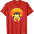 thumbnail image 1 of Funny Cute Monkey Chimpanzee Zoo Animal Face Retro Sunset T-Shirt, 1 of 1