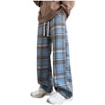 thumbnail image 2 of Pantalones de pijama largos de poliéster para hombre, informales, con estampado a cuadros, holgados y deportivos., 2 of 5