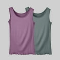 thumbnail image 2 of Timegard Plus Size Tops for Women 2pc Round Neck Tank Top Pjs Comfy Solid Color Casual Camis Homewear, 2 of 3