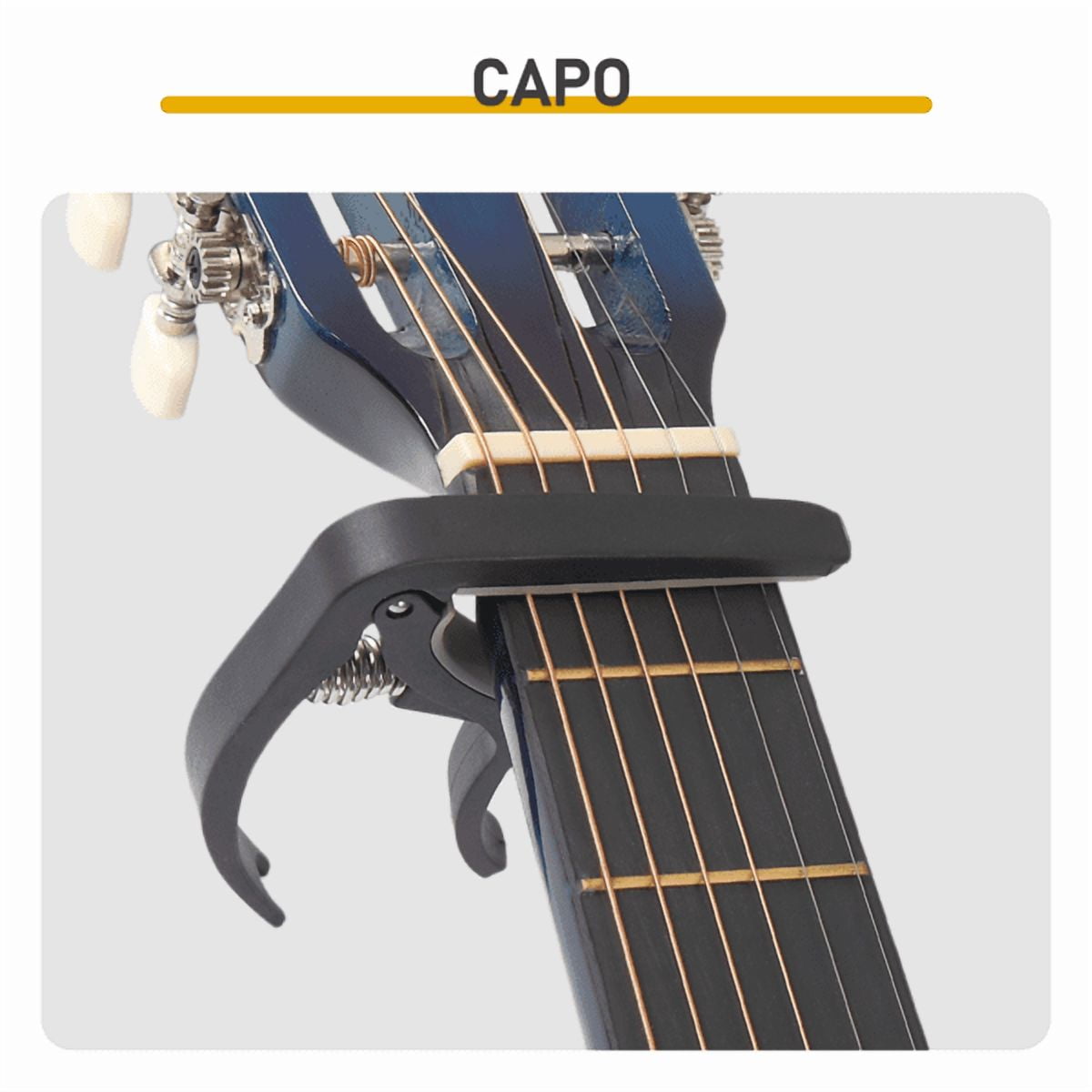 38in Round Acoustic Guitar with Picks, Strings, Capo, Case, Tuner, and Strap (Blue)