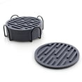 thumbnail image 5 of Drink Coasters Set of 6 with Holder, Silicone Coasters Tabletop Protection for Any Table Type, Wood, Glass, Stone Tables, Dishwasher Safe, Coasters for Drinks Fits Any Size of Drinking Glasses (Gray), 5 of 5