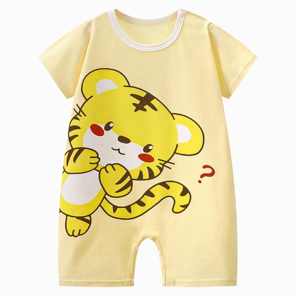 CAUYDY 3 6 9 12 Months Preemie Clothes Girl Newborn Sleepers Boy 1T 2T Unisex Baby Short Sleeve Romper Pajamas Bodysuit Infant Spring Summer Sizes 6-12 Months,Light Yellow