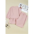 thumbnail image 2 of Delicacy Braided Texture Ruffle Hem Top Drawstring Loose Pants Set, 2 of 13
