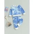thumbnail image 3 of Bagilaanoe 2PCS Toddler Baby Girl Boy Long Pants Set Tie-Dye Long Sleeve Sweatshirt Pullover Tops + Sweatpants 6M 12M 18M 24M 3T Kids Casual Sweatsuits, 3 of 8