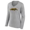 thumbnail image 2 of Women's Gray Jacksonville Jaguars Classic Logo Long Sleeve V-Neck T-Shirt, 2 of 3