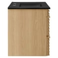 thumbnail image 3 of Wall Mount Sink Vanity Cabinet, Brown Oak Black, Wood, Mid Century Hotel Bedroom Bathroom, Modern Contemporary HB33690, 3 of 9