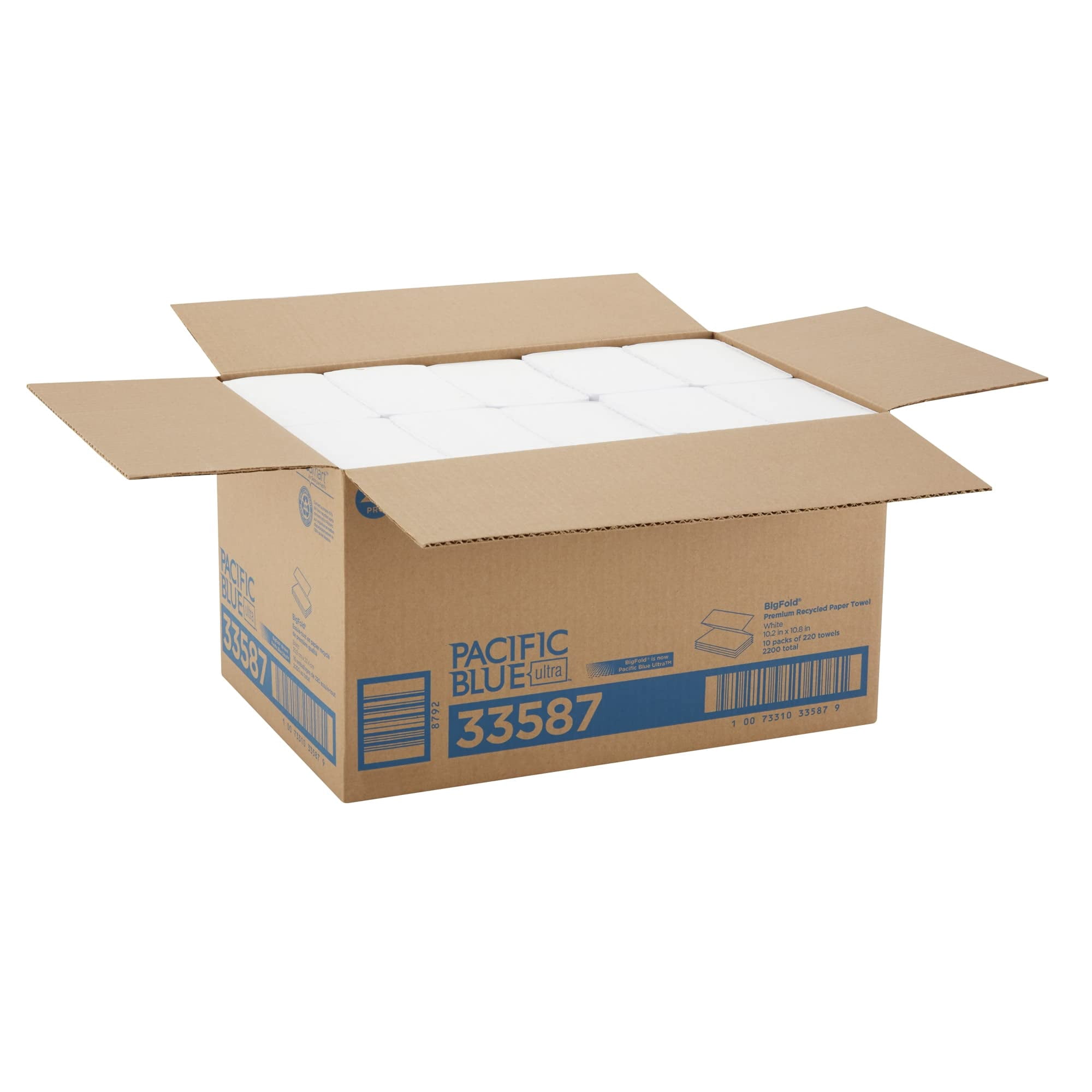 Georgia-Pacific BigFold 33587 White EPA Compliant Premium C-Fold Replacement Paper Towel, 10.8" Length x 10.2" Width (Case of 10 Packs, 220 per Pack)