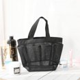 thumbnail image 2 of Bolsa de almacenamiento de malla portátil con 8 bolsillos para colgar en el baño, ducha, organizador de cosméticos, bolsa para dormitorio, gimnasio, camping, playa, spa y viajes (negro), 2 of 5