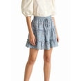 thumbnail image 3 of Womens High Waist Floral Print A Line Short Skirt with Ruffled Hem Elegant Summer Skirt Blue Floral M, 3 of 9